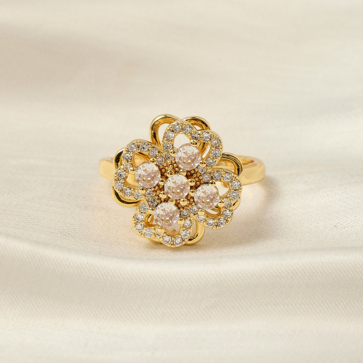 Diantha White Floral Spinner Ring