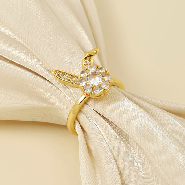 Golden Rabby Crystal Spinner Ring