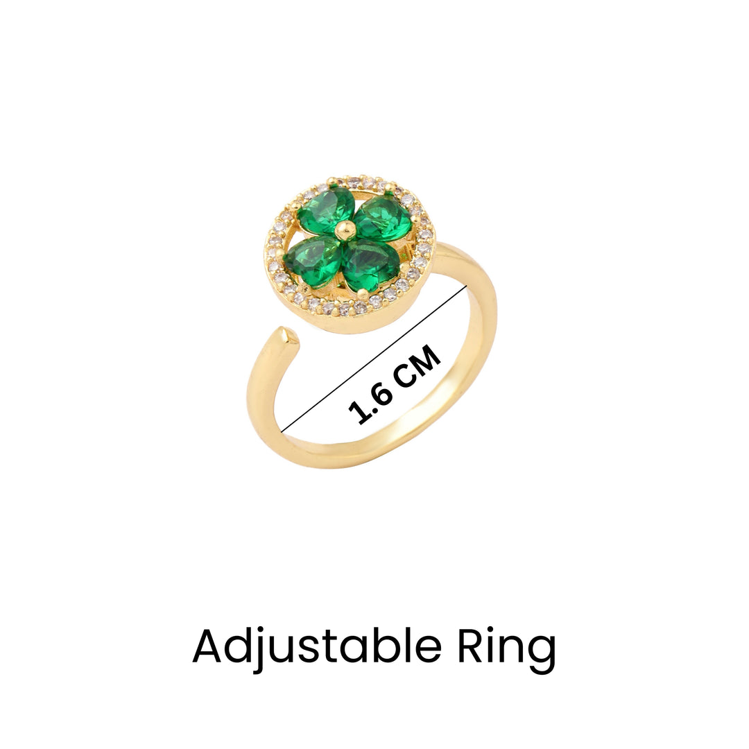 Esme Crystal Green Floral Spinner Ring