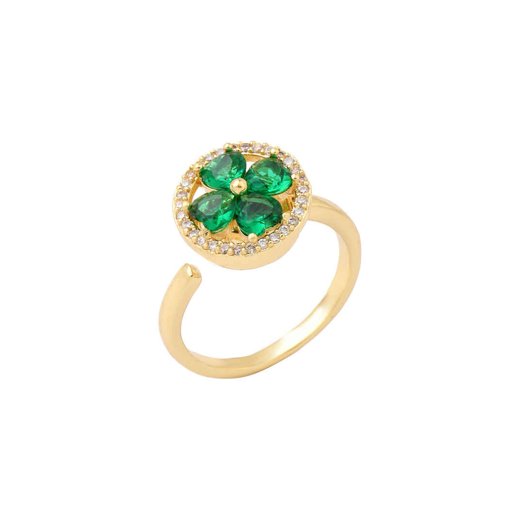 Esme Crystal Green Floral Spinner Ring