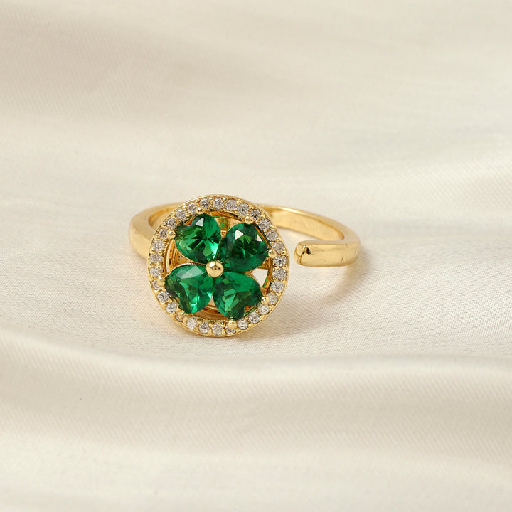 Esme Crystal Green Floral Spinner Ring