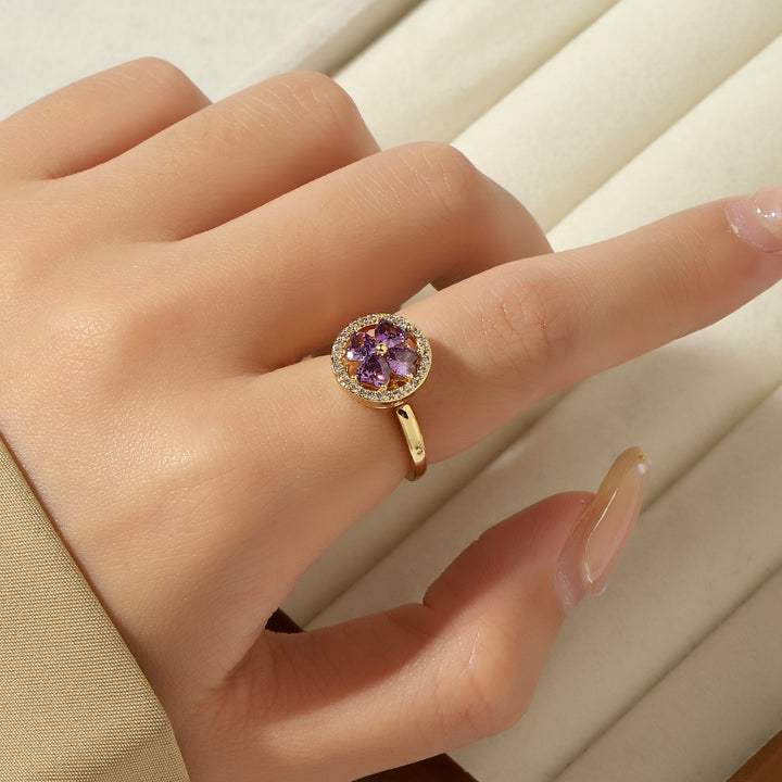 Esme Crystal Blue Floral Spinner Ring