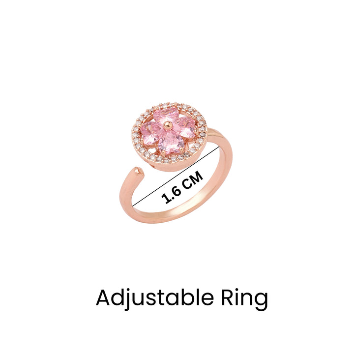 Esme Crystal Pink Floral Spinner Ring - Salty Accessories