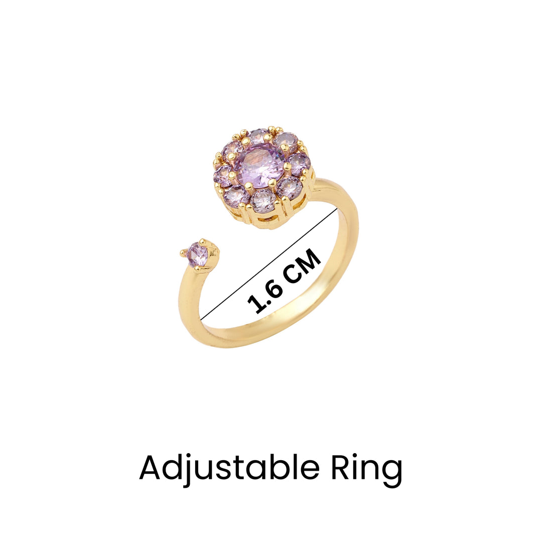 Eris Purple Crystal Gold Spinner Ring - Salty Accessories