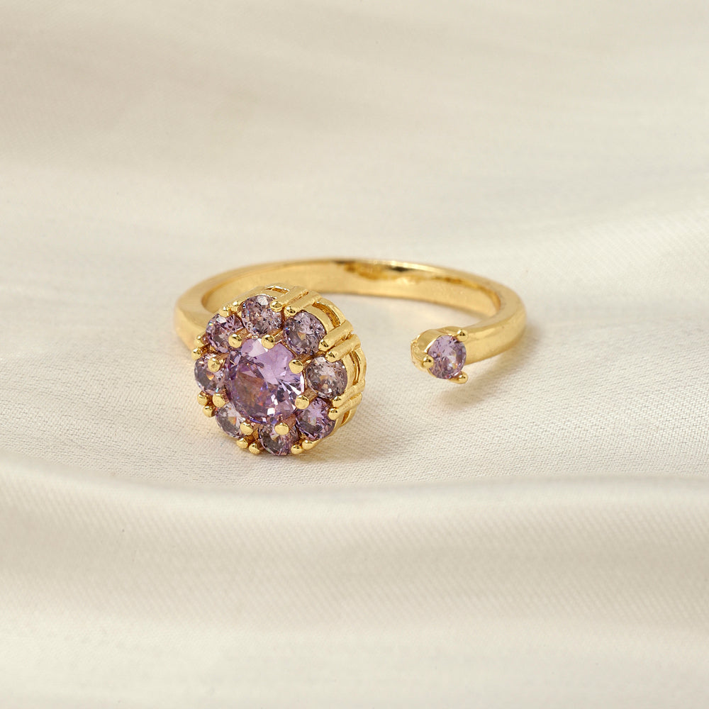 Eris Purple Crystal Gold Spinner Ring - Salty Accessories