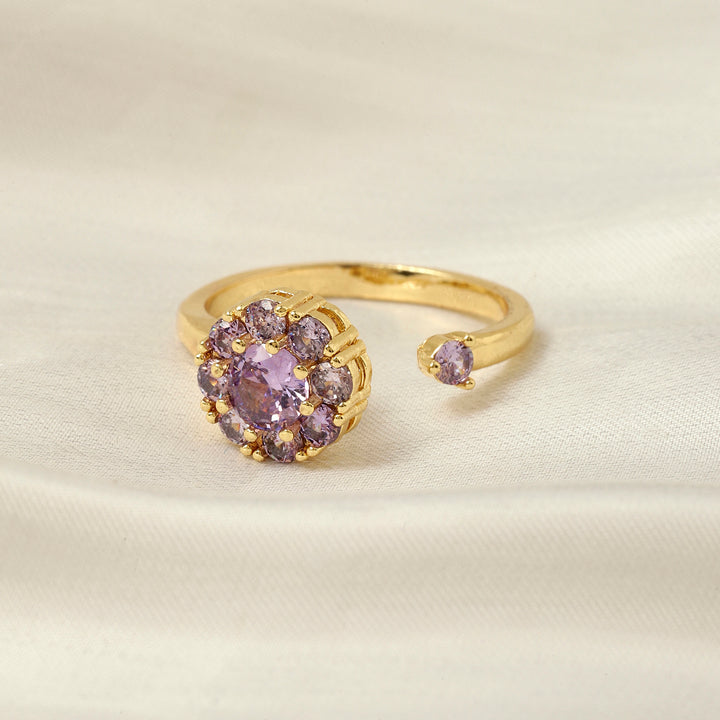 Eris Purple Crystal Gold Spinner Ring - Salty Accessories