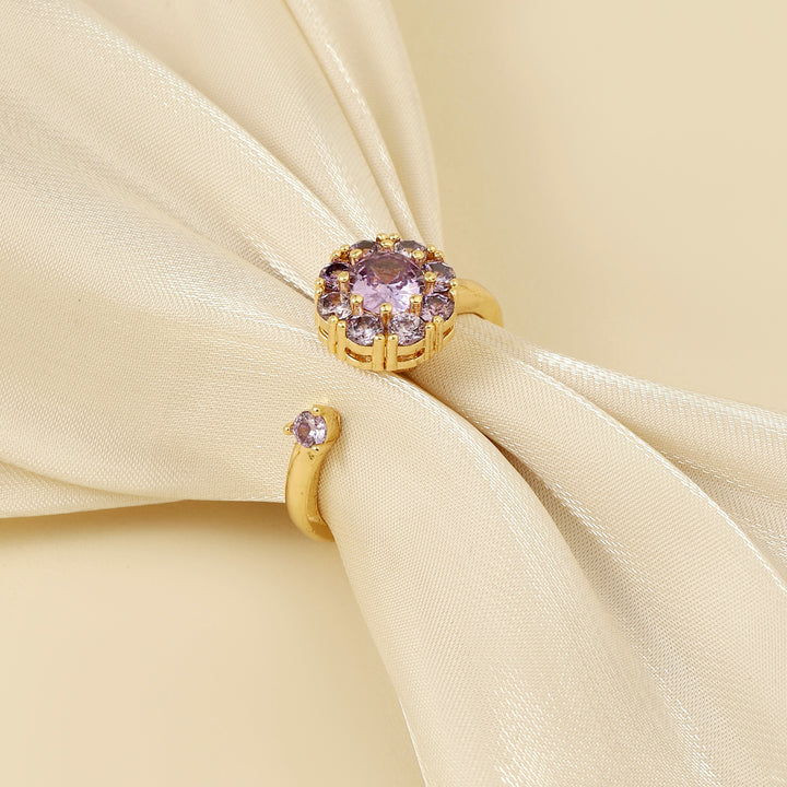 Eris Purple Crystal Gold Spinner Ring - Salty Accessories