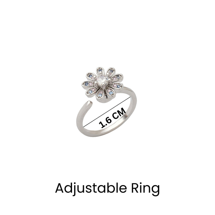 Daisy On Date Crystal Spinner Ring - Salty Accessories