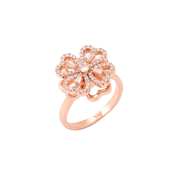 Floral Heart Crystal Spinner Ring - Salty Accessories