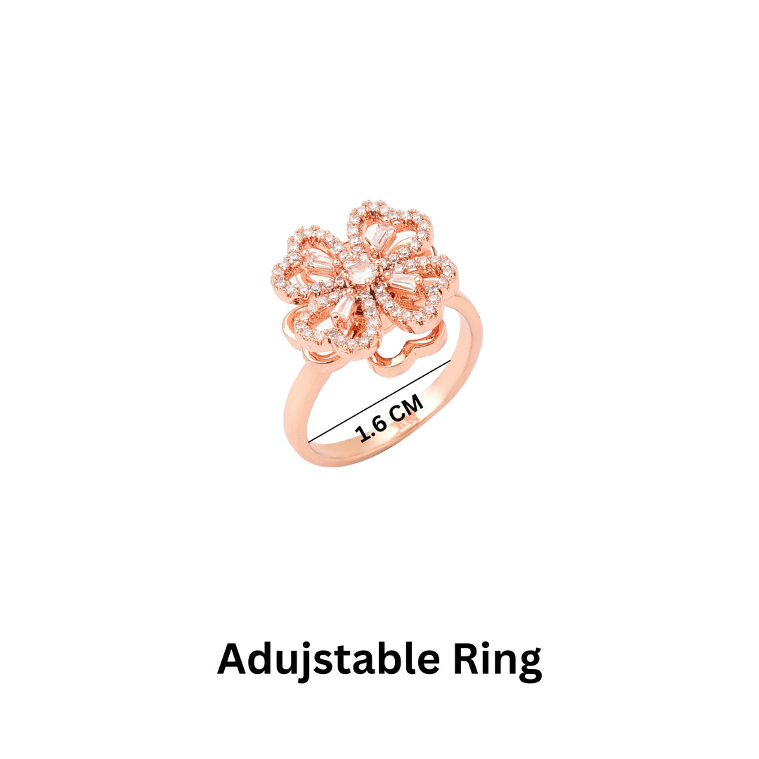 Floral Heart Crystal Spinner Ring
