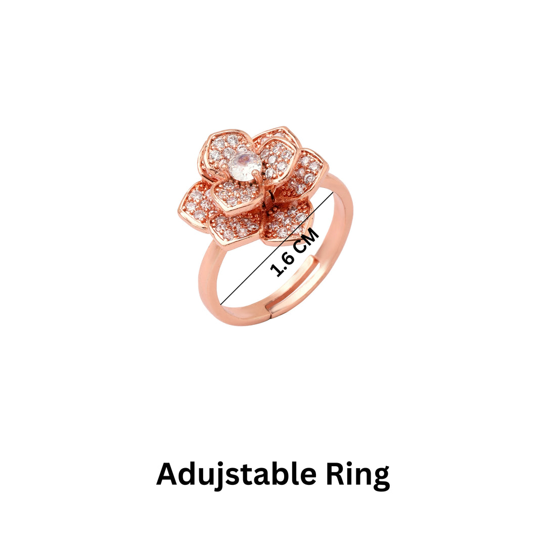 Evie Rosegold Crystal Spinner Ring - Salty Accessories