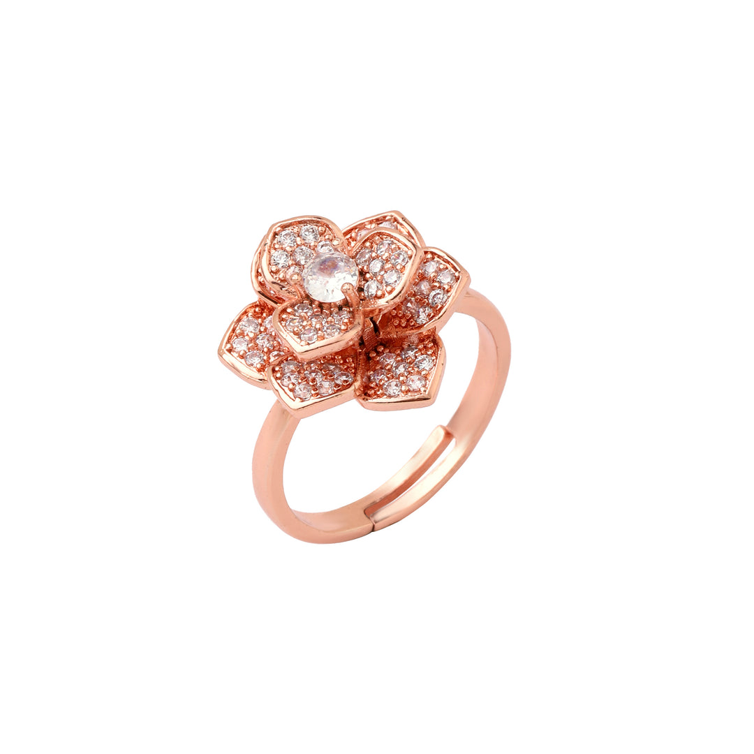 Evie Rosegold Crystal Spinner Ring - Salty Accessories