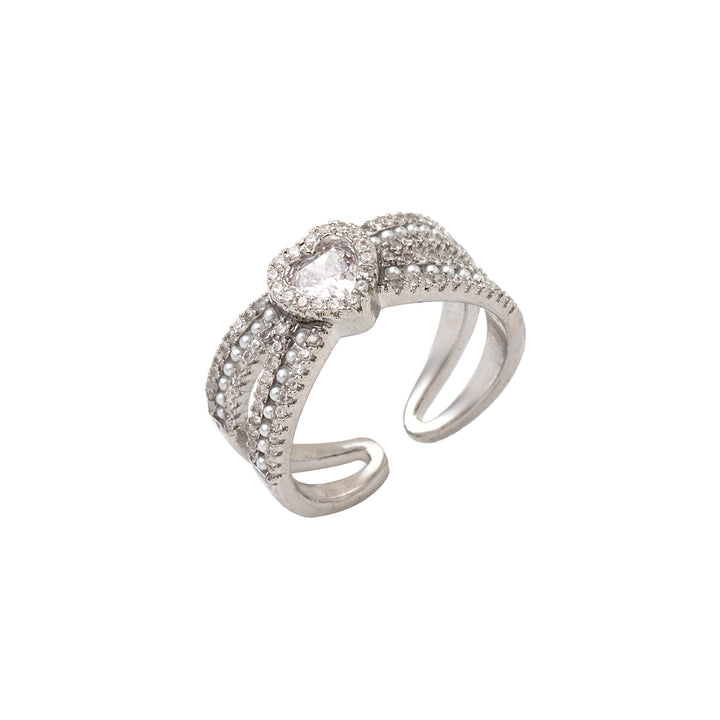 Parisa Crystal Heart Silver Ring - Salty Accessories