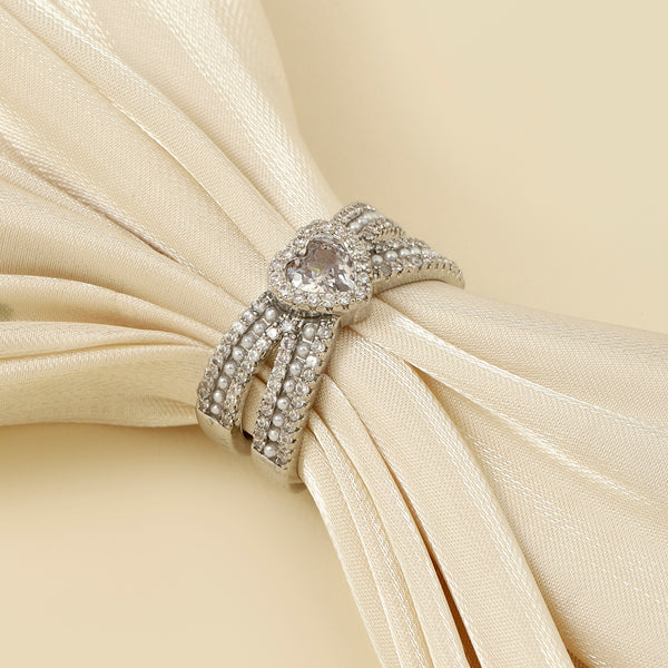 Parisa Crystal Heart Silver Ring
