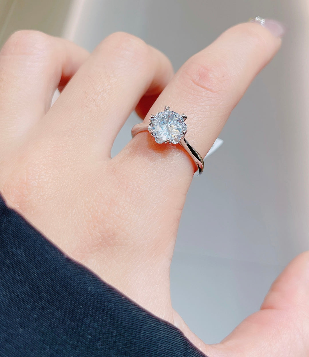 Silver-Tone Solitaire Ring