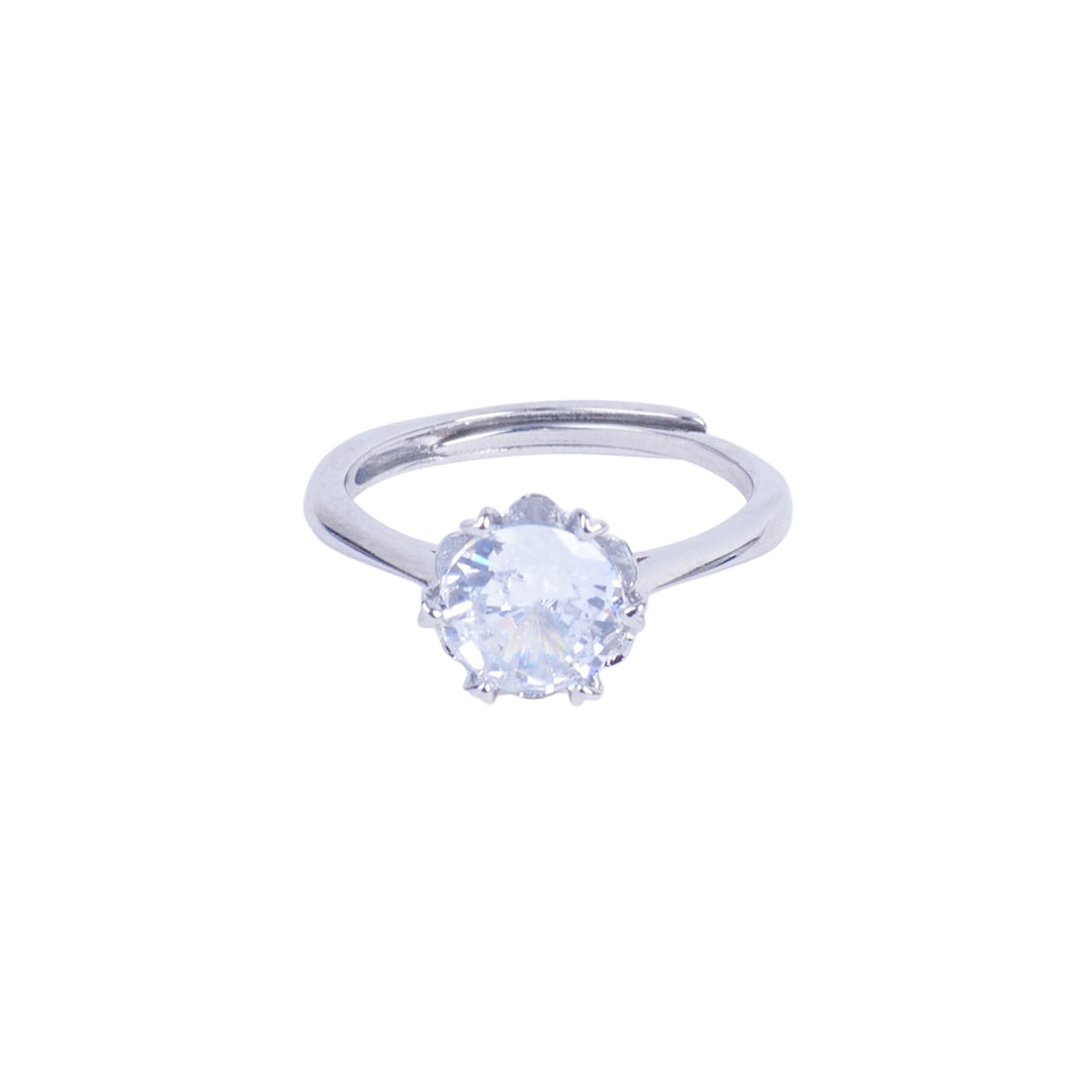 Silver-Tone Solitaire Ring