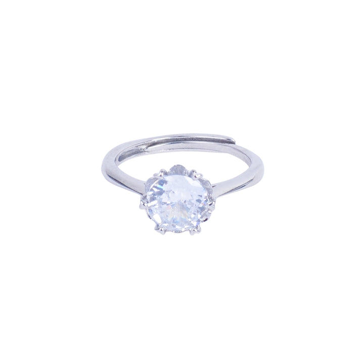 Silver-Tone Solitaire Ring