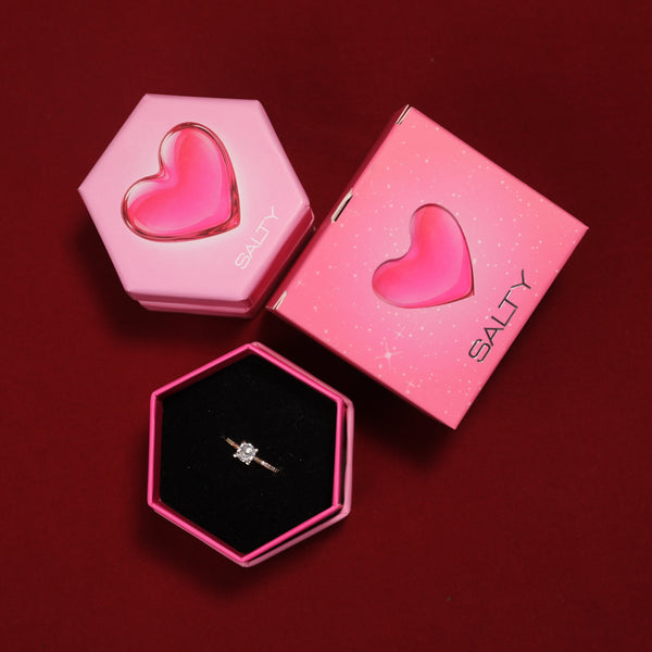 Radiant Crystal Ring With Valentine Box