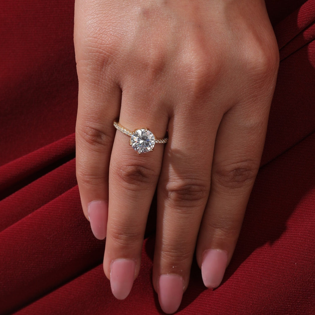 Sparkling Round Crystal Gold Ring - Salty Accessories