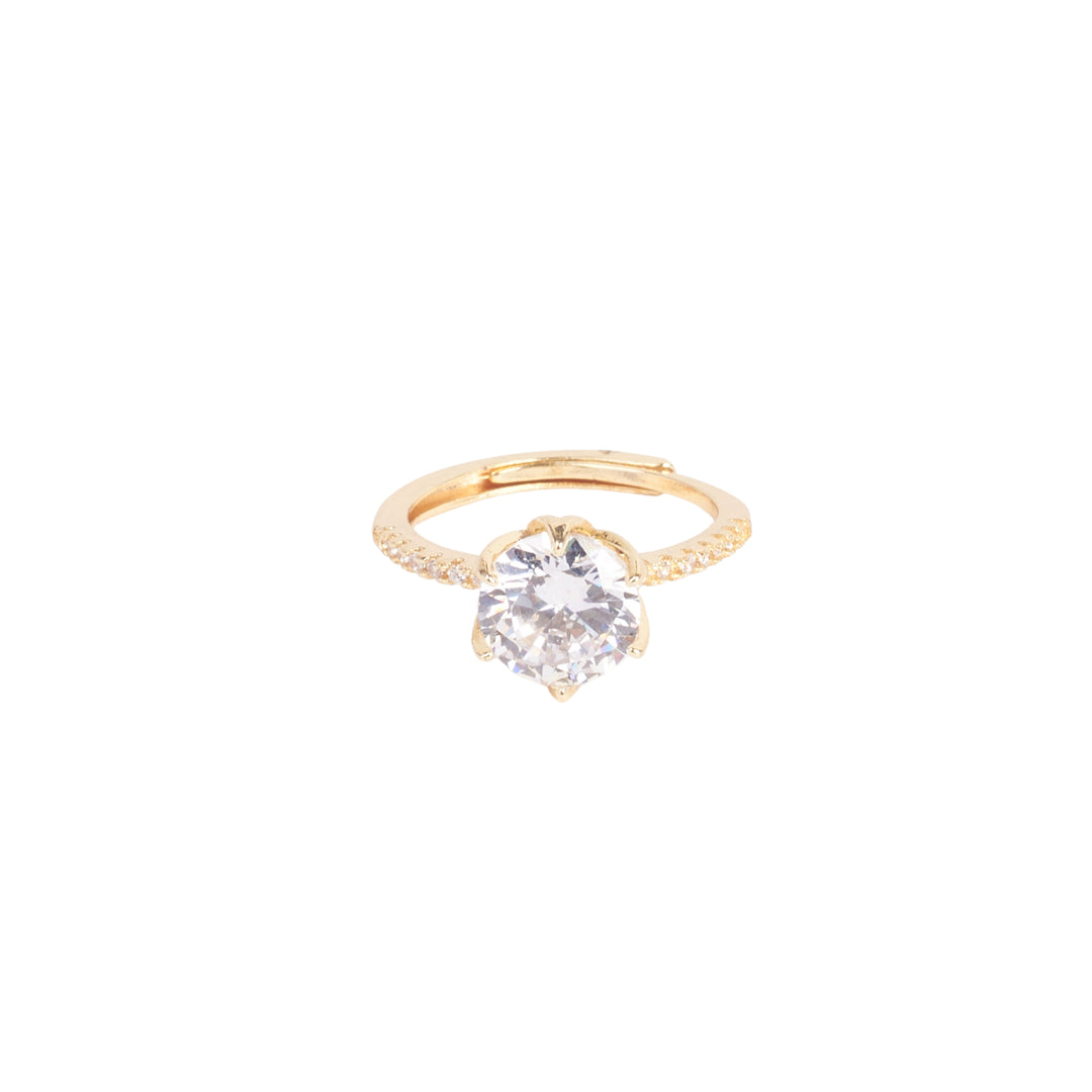 Sparkling Round Crystal Gold Ring