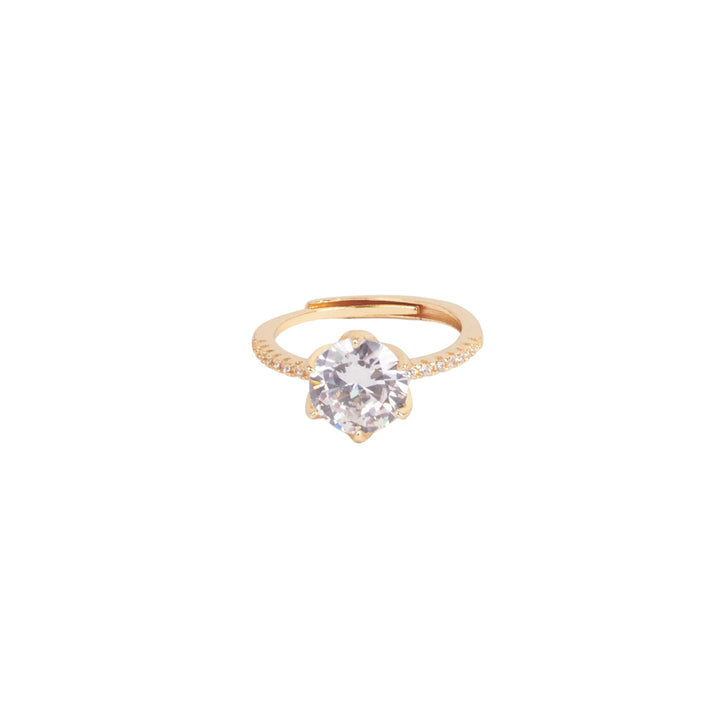 Sparkling Round Crystal Gold Ring