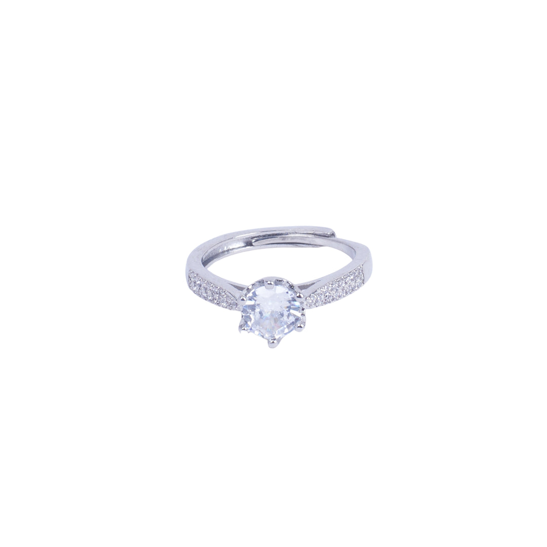 Elegant Crystal Silver Ring