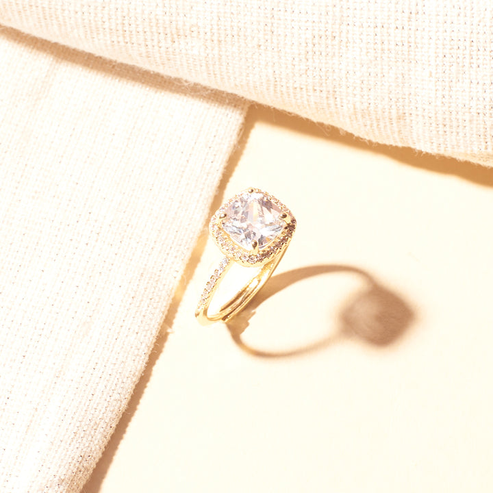 Gold Shimmering  Cushion-Cut Ring