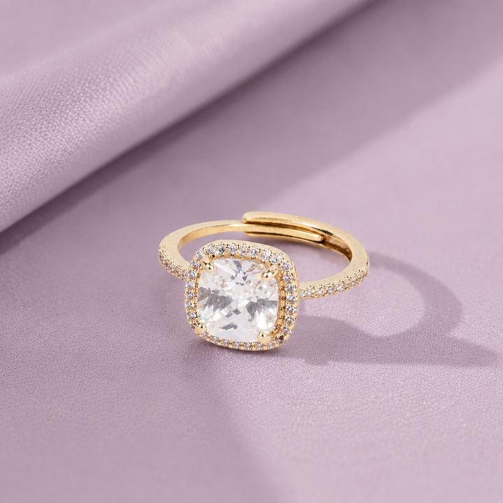 Gold Shimmering  Cushion-Cut Ring