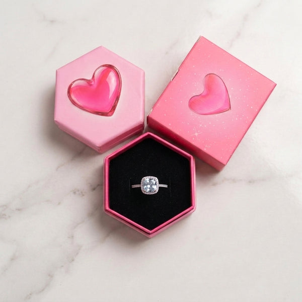 Silver Shimmering  Cushion-Cut Ring