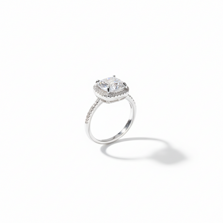 Silver Shimmering  Cushion-Cut Ring - Salty Accessories