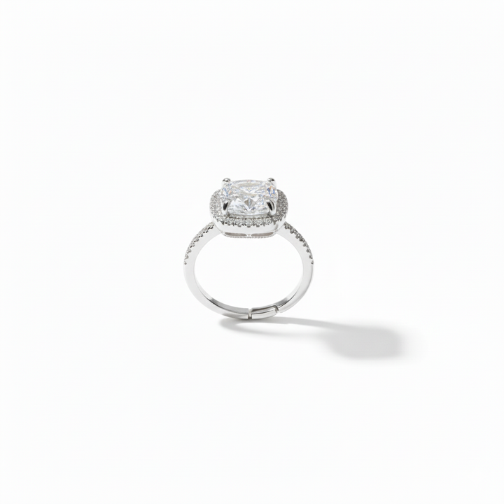 Silver Shimmering  Cushion-Cut Ring - Salty Accessories
