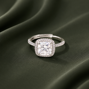 Silver Shimmering  Cushion-Cut Ring