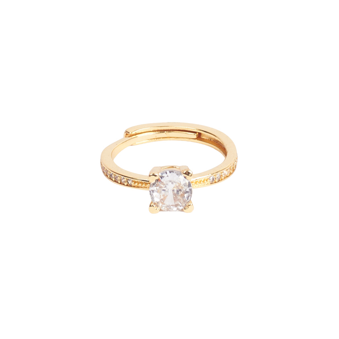 Golden Princess-Cut Gemstone  Ring