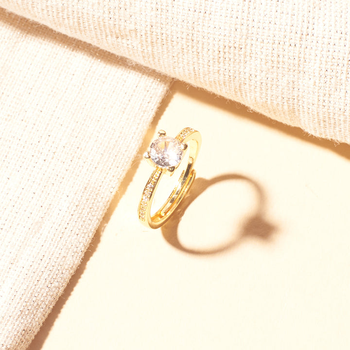 Golden Princess-Cut Gemstone  Ring