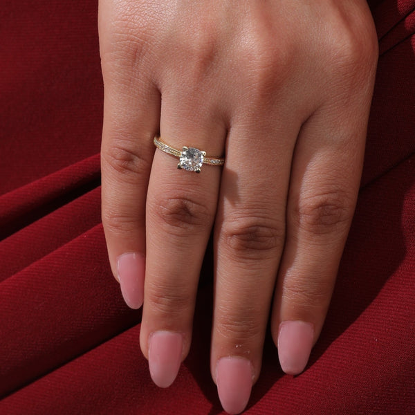 Golden Princess-Cut Gemstone  Ring