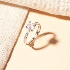 Silver Princess-Cut Gemstone  Ring - Salty Accessories