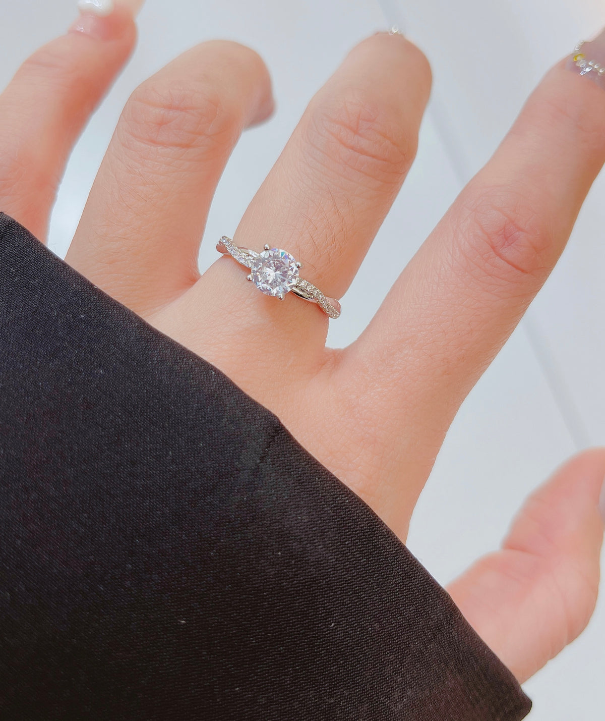 Default Ethereal Twist Silver Solitaire Ring - Image 2