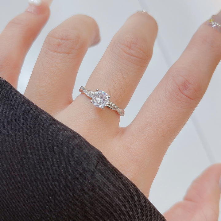 Ethereal Twist Silver Solitaire Ring