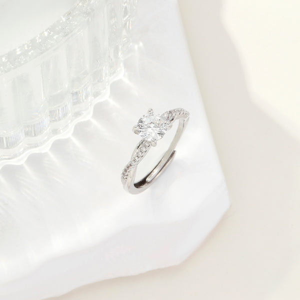 Ethereal Twist Silver Solitaire Ring