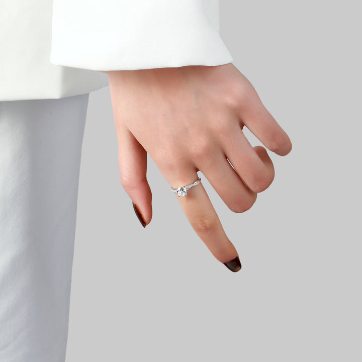 Ethereal Twist Silver Solitaire Ring