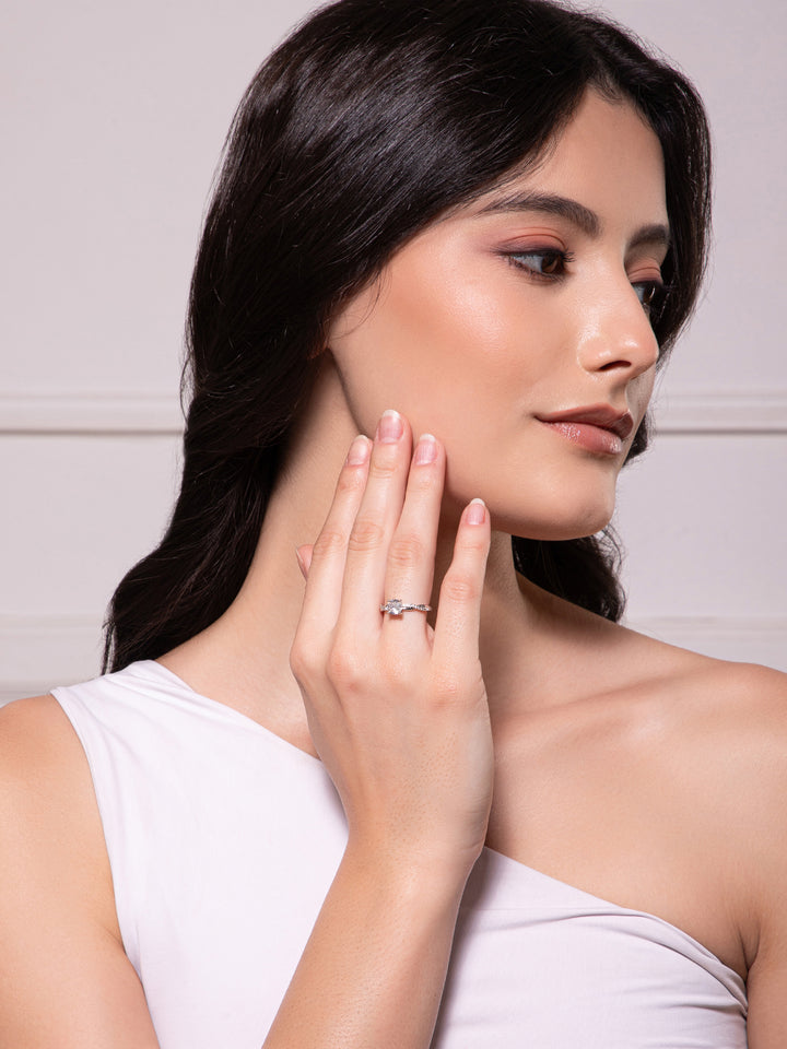 Ethereal Twist Silver Solitaire Ring
