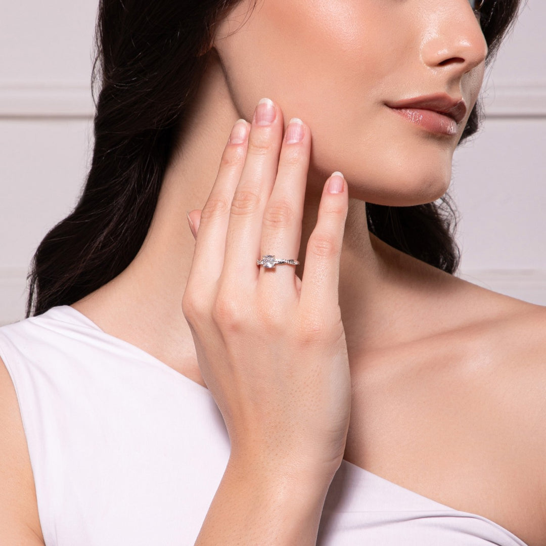Ethereal Twist Silver Solitaire Ring