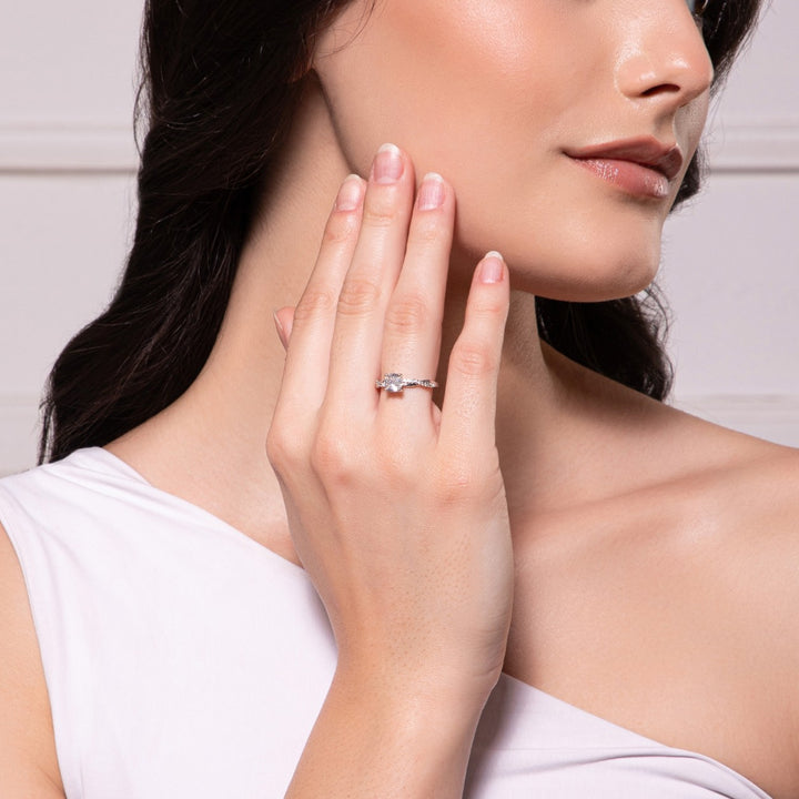 Ethereal Twist Silver Solitaire Ring