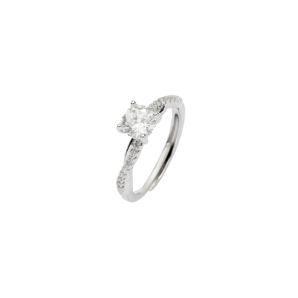 Default Ethereal Twist Silver Solitaire Ring - Image 3