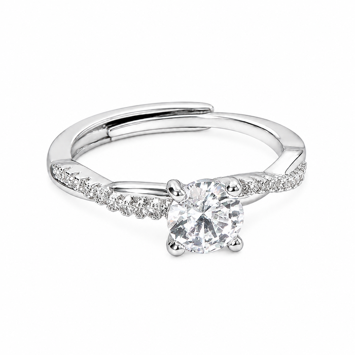Ethereal Twist Silver Solitaire Ring