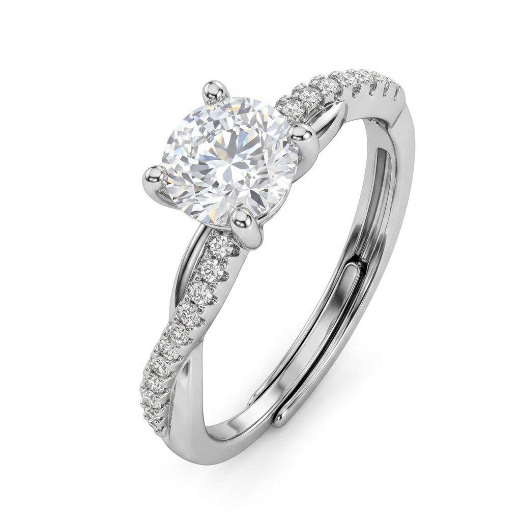 Ethereal Twist Silver Solitaire Ring
