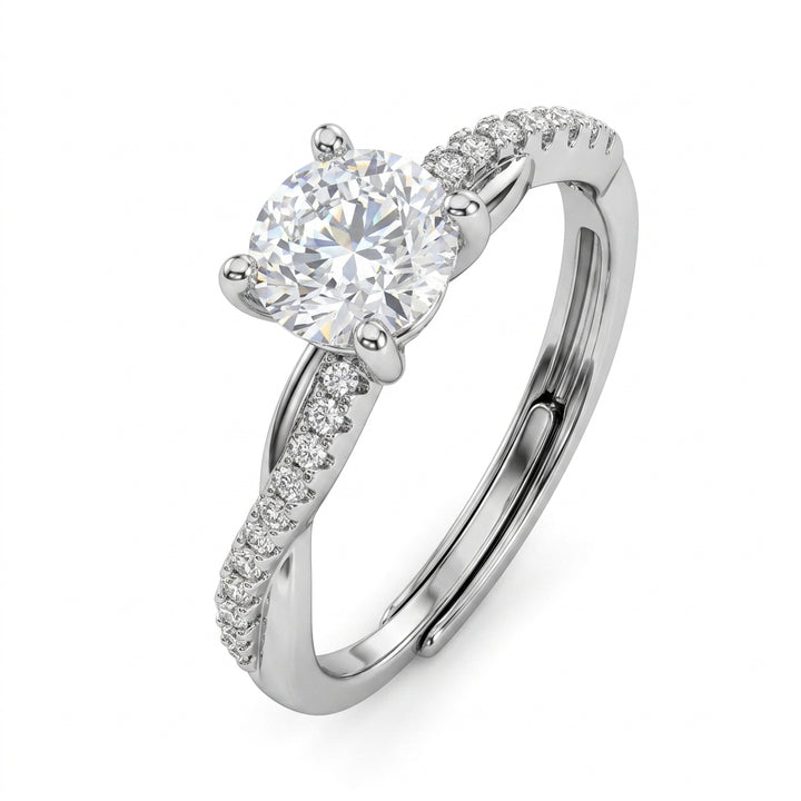 Ethereal Twist Silver Solitaire Ring