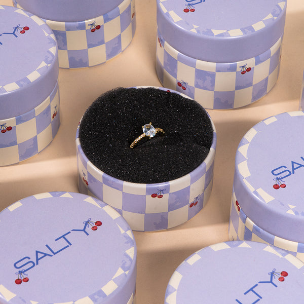 Golden Oval-Cut Diamond Ring
