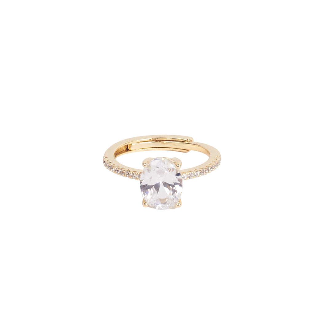 Golden Oval-Cut Diamond Ring