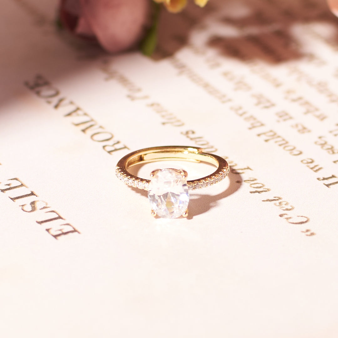 Golden Oval-Cut Diamond Ring With Valentine Box | Salty